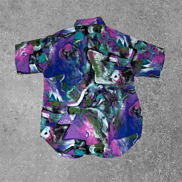 American Vintage 100% Rayon Button Up Shirt Womens Size 8 - Picture 6 of 6